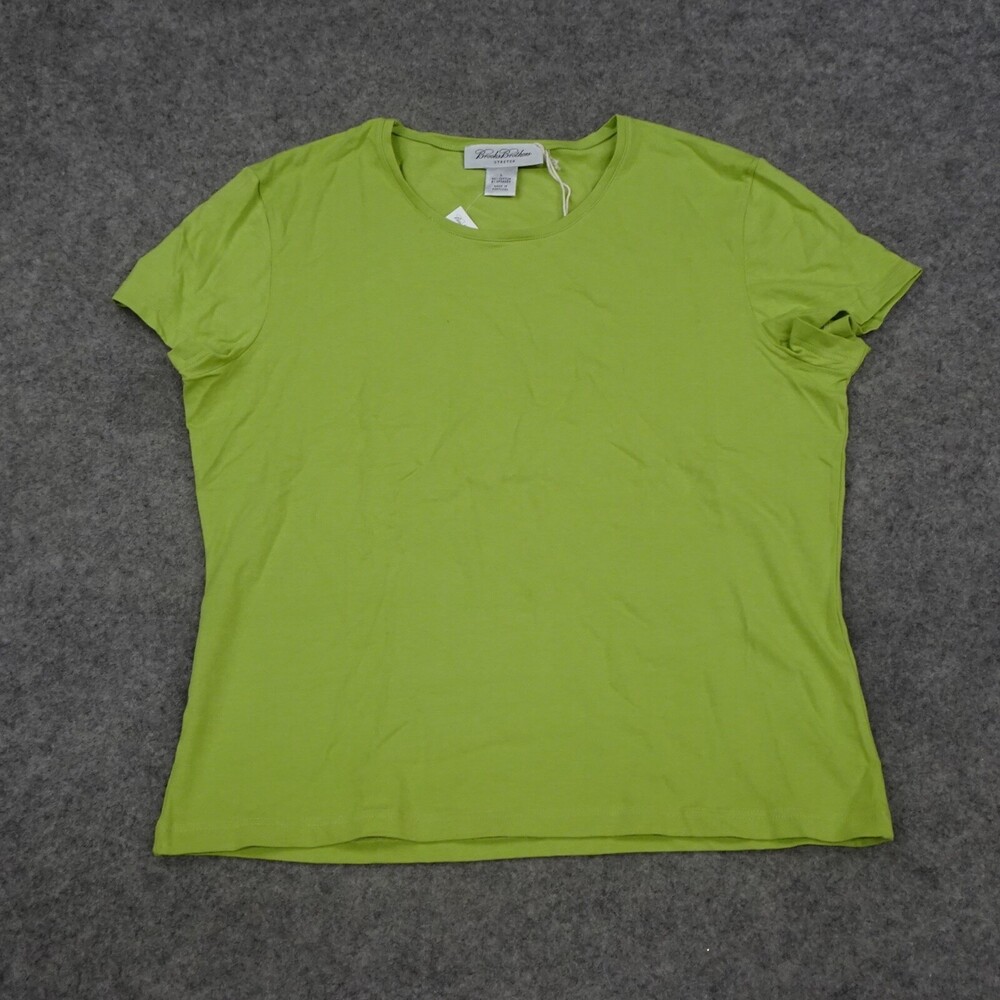 Brooks Brothers Shirt Womens Large L Green Pullover Short Sleeve Tee Comfort